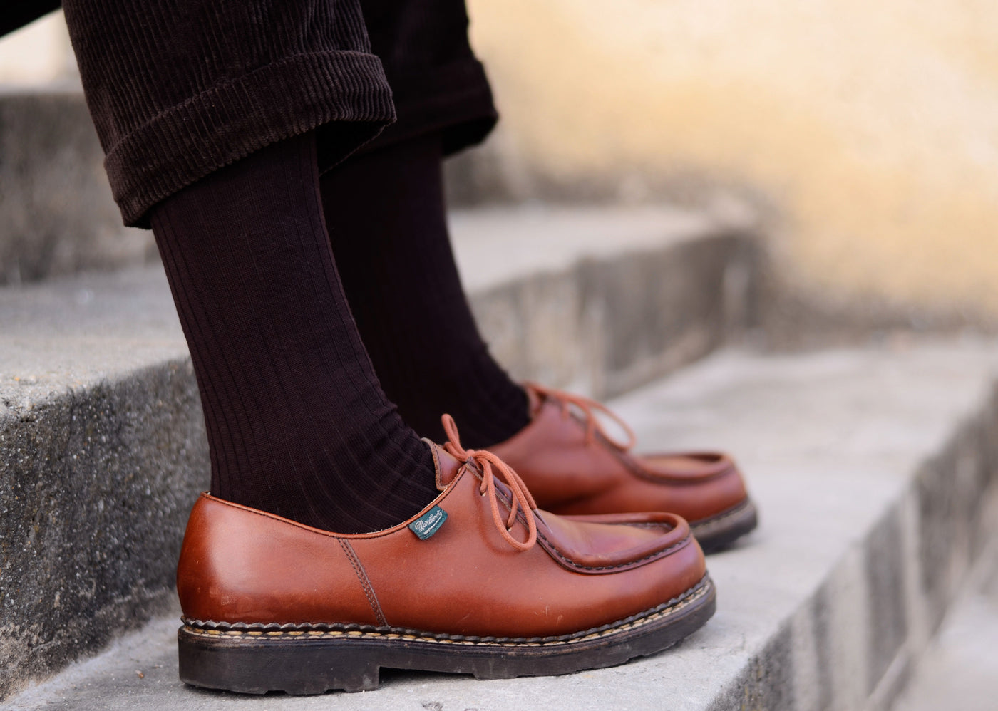 Chaussettes fil d'Ecosse marron homme