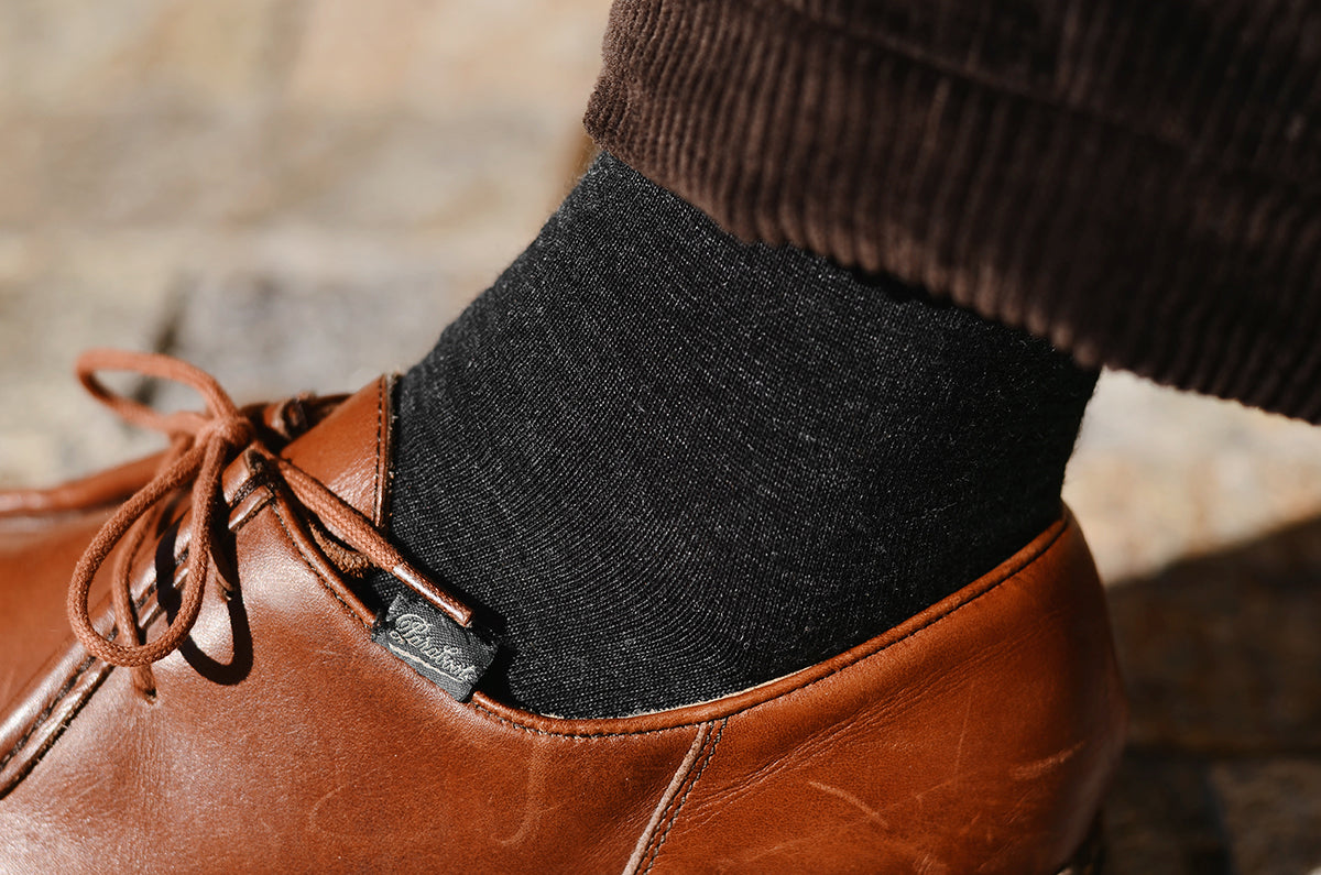 Chaussettes laine mérinos gris homme