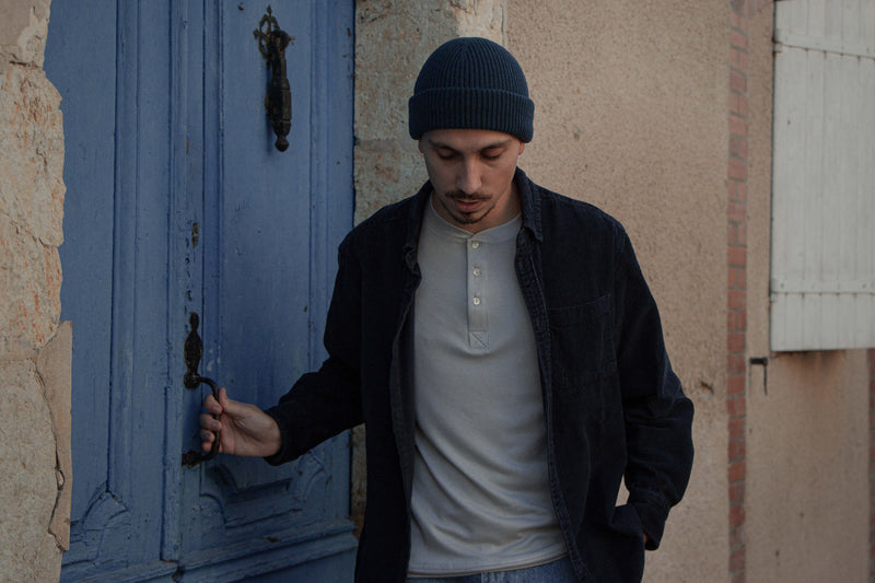 Pétrone Henley manches longues laine mérinos Tencel Gris Clair homme
