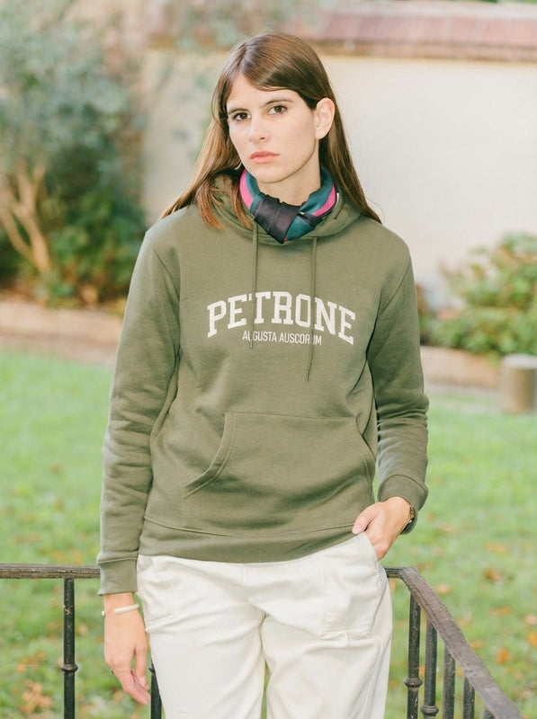 Pétrone sweat capuche hoodie homme Tencel coton bio vert kaki homme