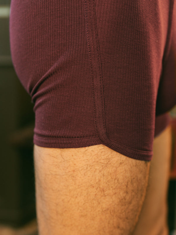 Pétrone boxer côtelé homme confortable coton biologique tencel lyocell bordeaux foncér