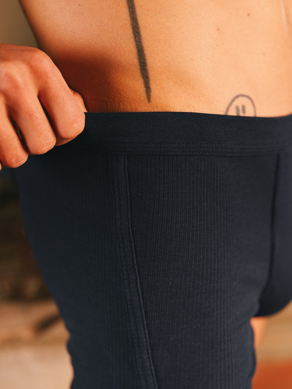 Pétrone boxer côtelé homme confortable coton biologique tencel lyocell bleu marine
