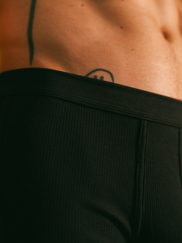 Pétrone boxer côtelé homme confortable coton biologique tencel lyocell noir