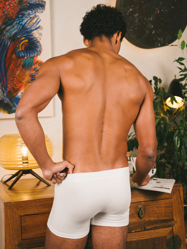 Pétrone boxer confort coton biologique Tencel Lyocell blanc crème homme