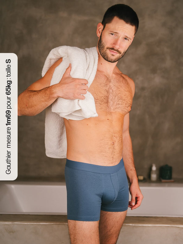 Pétrone boxer confort coton biologique Tencel Lyocell bleu céruléen homme