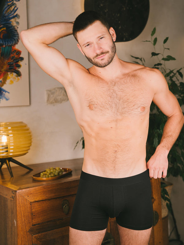 Pétrone boxer confort coton biologique Tencel Lyocell noir homme