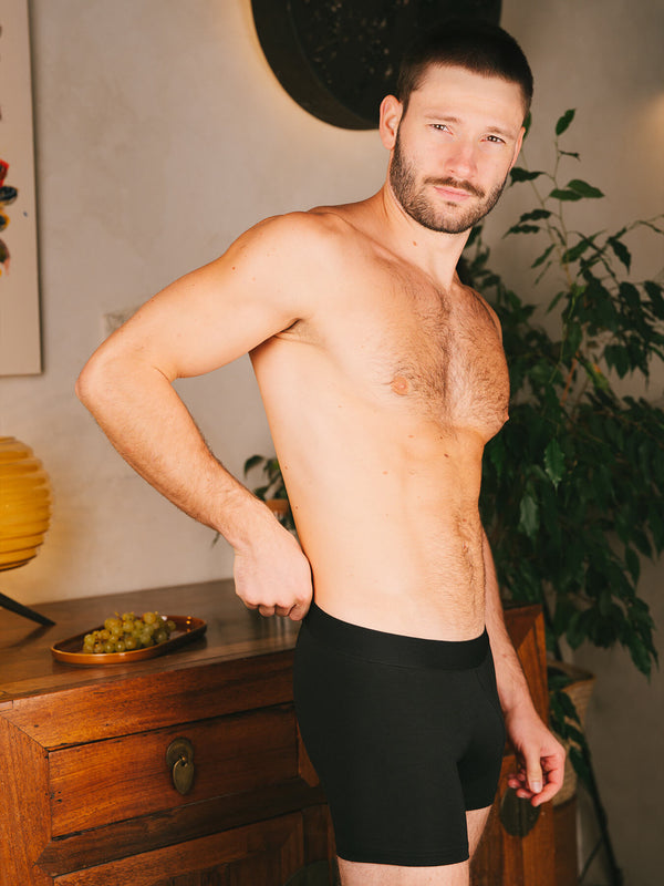 Pétrone boxer confort coton biologique Tencel Lyocell noir homme