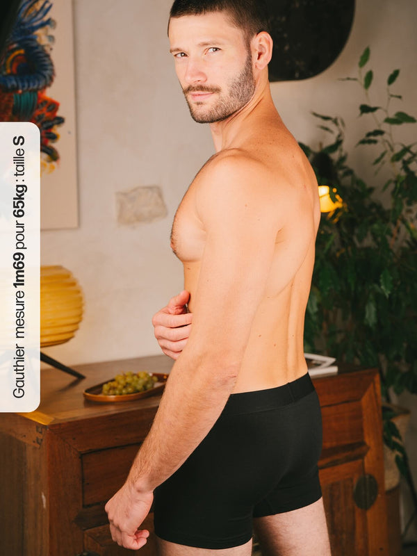 Pétrone boxer confort coton biologique Tencel Lyocell noir homme