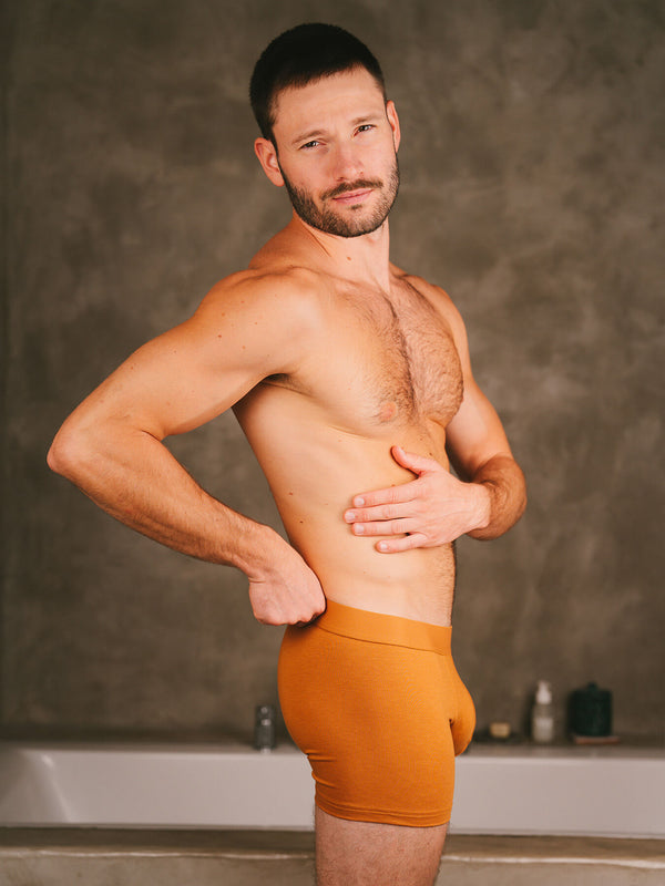 Pétrone boxer confort coton biologique Tencel Lyocell ocre homme