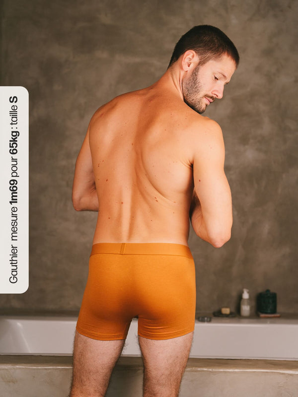 Pétrone boxer confort coton biologique Tencel Lyocell ocre homme