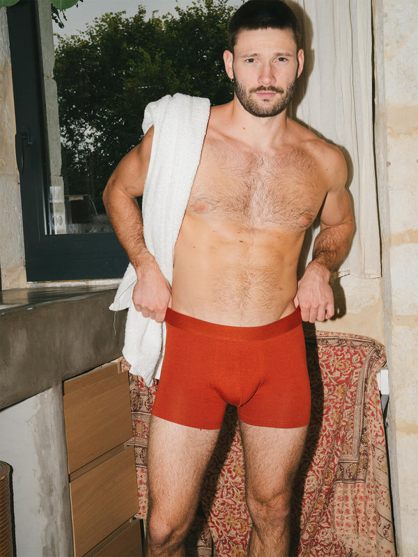 Pétrone boxer confort coton biologique Tencel Lyocell rouille homme