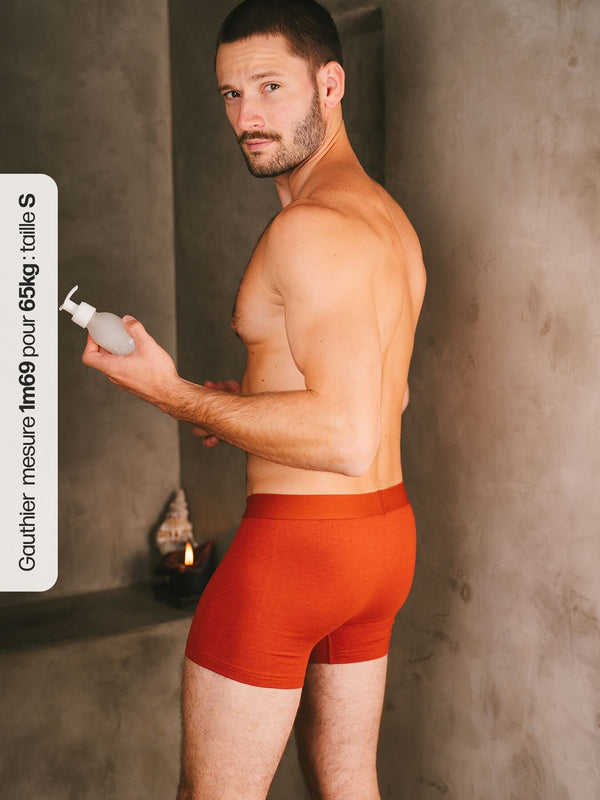 Pétrone boxer confort coton biologique Tencel Lyocell rouille homme