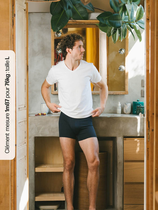 Pétrone boxer confort coton biologique Tencel Lyocell bleu marine homme