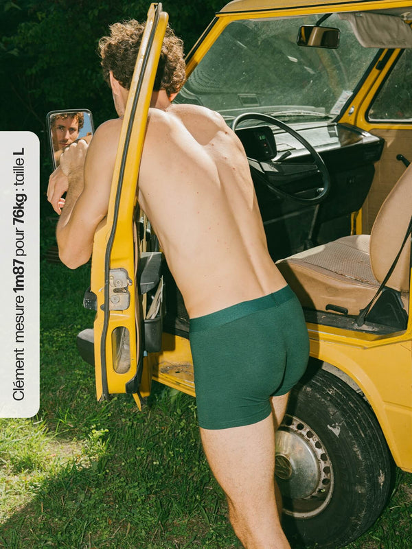 Pétrone boxer confort coton biologique Tencel Lyocell vert bouteille homme