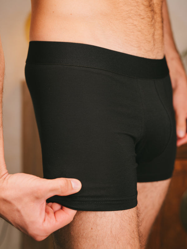 Pétrone boxer confort coton biologique Tencel Lyocell noir homme