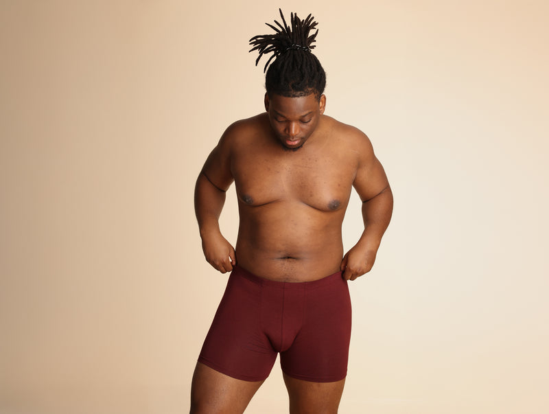 Pétrone boxer confort grandes tailles 3xl 4xl 5xl coton biologique tencel bordeaux foncé homme