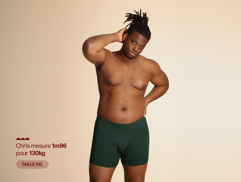 Pétrone boxer confort grandes tailles 3xl 4xl 5xl coton biologique tencel vert bouteille homme