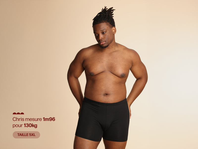 Pétrone boxer confort grandes tailles 3xl 4xl 5xl coton biologique tencel noir homme