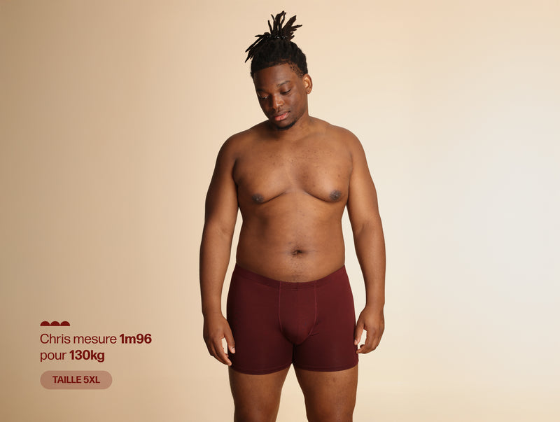 Pétrone boxer sport grandes tailles 3xl 4xl 5xl tencel bordeaux foncé homme
