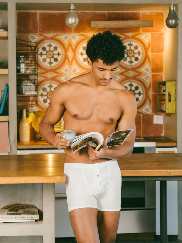 Pétrone boxer héritage coton biologique tencel lyocell blanc crème homme