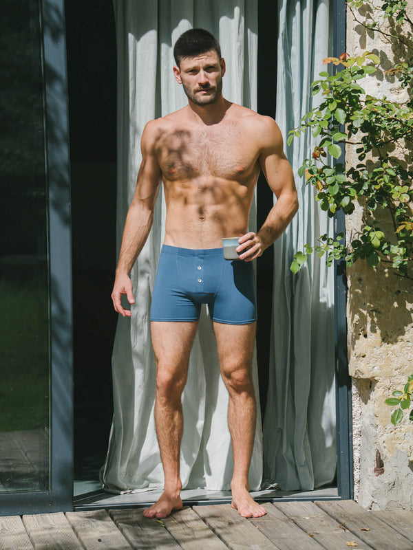 Pétrone boxer héritage coton biologique tencel lyocell bleu céruléen homme