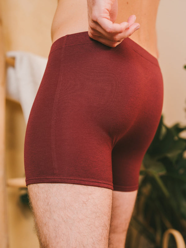 Pétrone boxer héritage coton biologique tencel bordeaux foncé homme