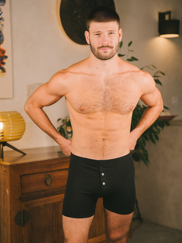 Pétrone boxer héritage coton biologique tencel lyocell noir homme