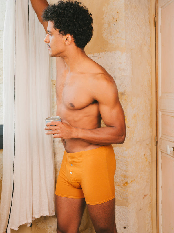 Pétrone boxer héritage coton biologique tencel lyocell ocre homme