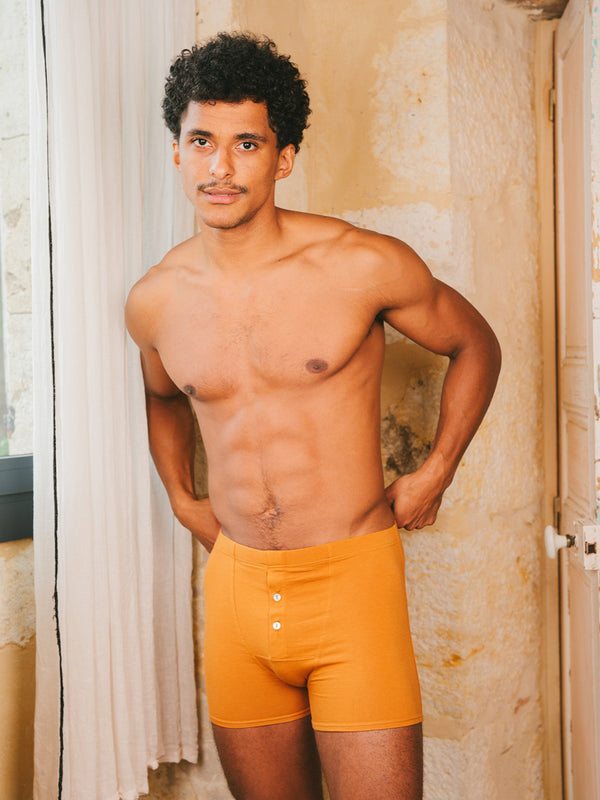 Pétrone boxer héritage coton biologique tencel lyocell ocre homme