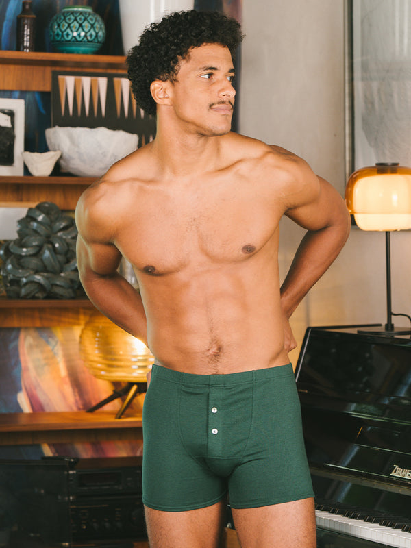 Pétrone boxer héritage coton biologique tencel lyocell vert bouteille homme