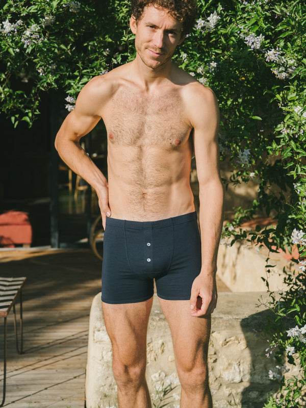 Pétrone boxer héritage coton biologique tencel bleu marine homme