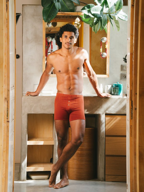 Pétrone boxer héritage coton biologique tencel lyocell rouille homme