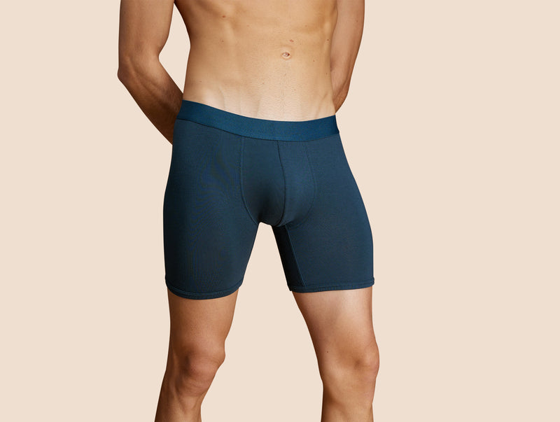 Pétrone boxer long laine mérinos Tencel bleu pétrole homme