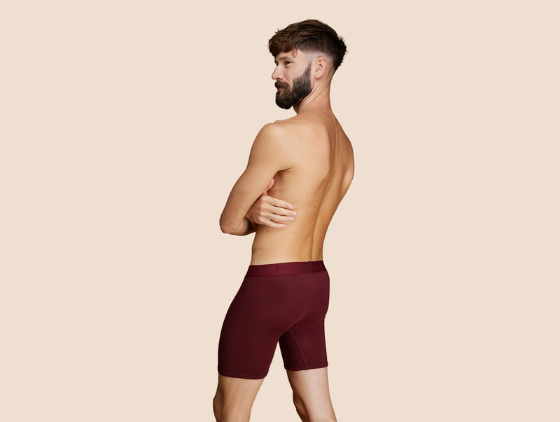 Pétrone boxer long laine mérinos Tencel bordeaux foncé homme