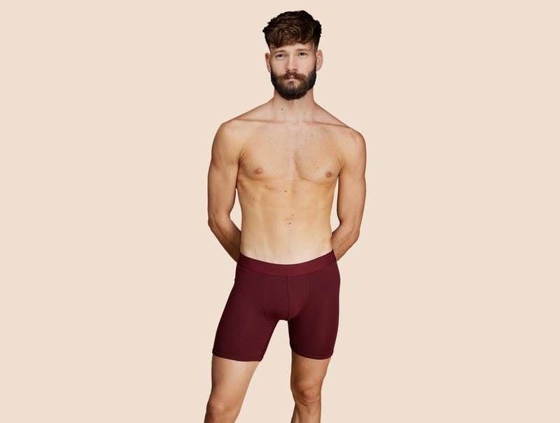 Pétrone boxer long laine mérinos Tencel bordeaux foncé homme