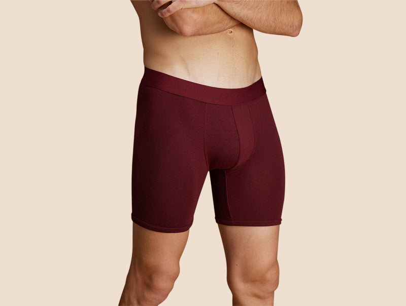 Pétrone boxer long laine mérinos Tencel bordeaux foncé homme