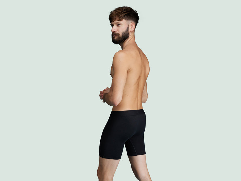 Pétrone boxer long laine mérinos Tencel noir homme