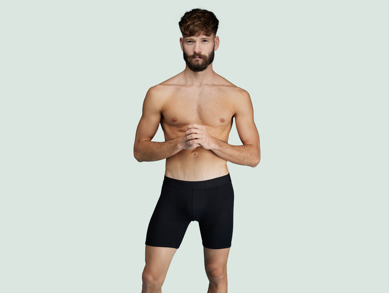 Pétrone boxer long laine mérinos Tencel noir homme