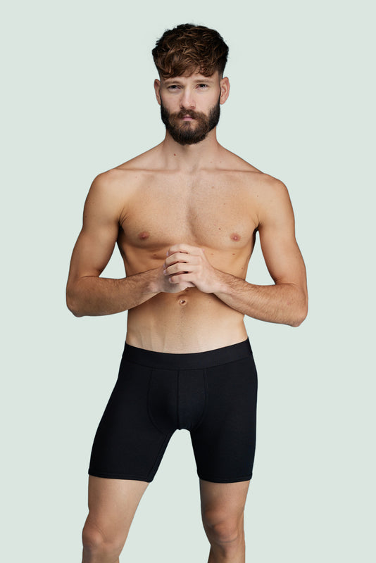 Pétrone boxer long laine mérinos Tencel noir homme