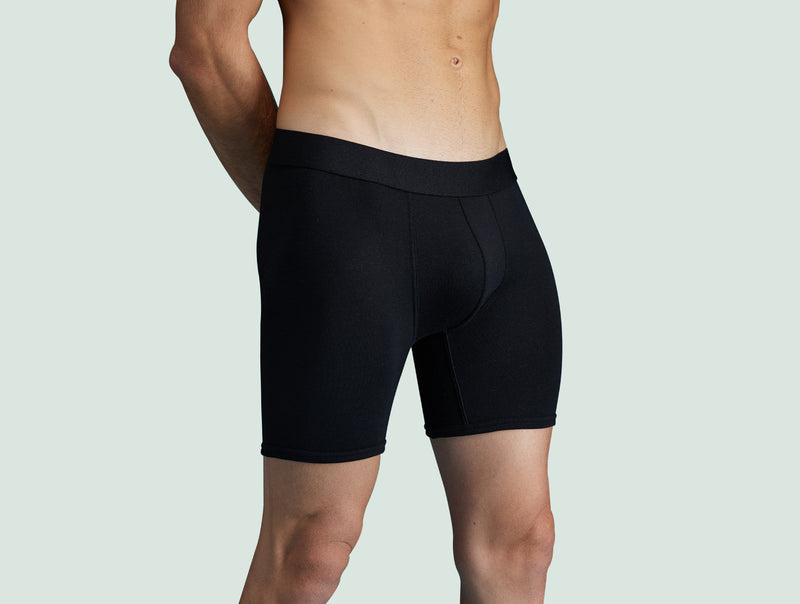 Pétrone boxer long laine mérinos Tencel noir homme