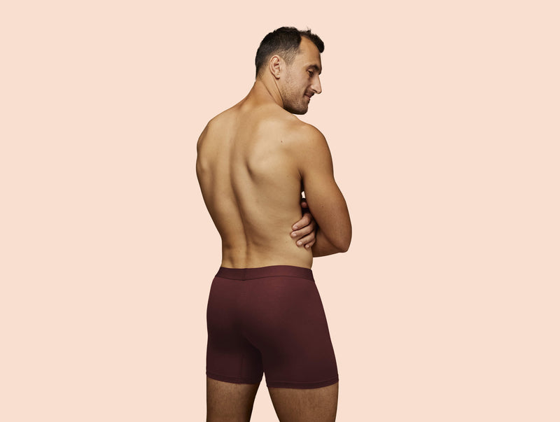 Pétrone boxer sport long tencel bordeaux foncé homme
