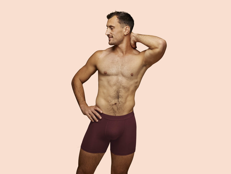 Pétrone boxer sport long tencel bordeaux foncé homme