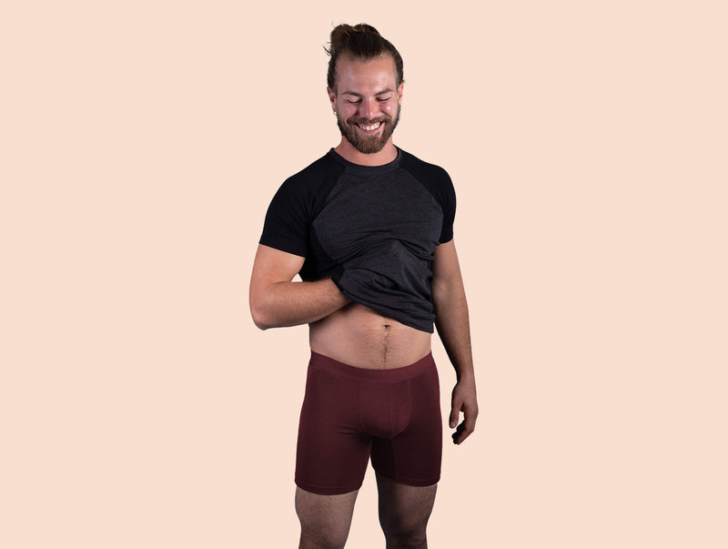 Pétrone boxer sport long tencel bordeaux foncé homme