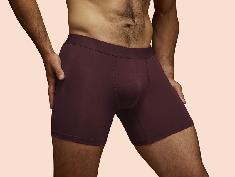 Pétrone boxer sport long tencel bordeaux foncé homme