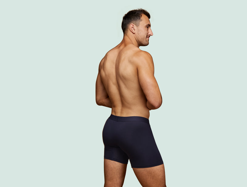 Pétrone boxer sport long tencel bleu marine homme