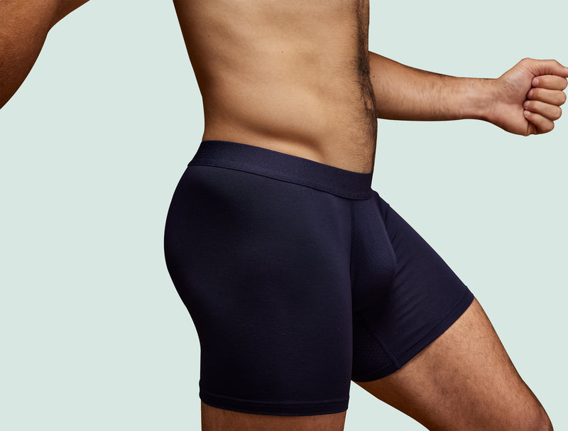 Pétrone boxer sport long tencel bleu marine homme