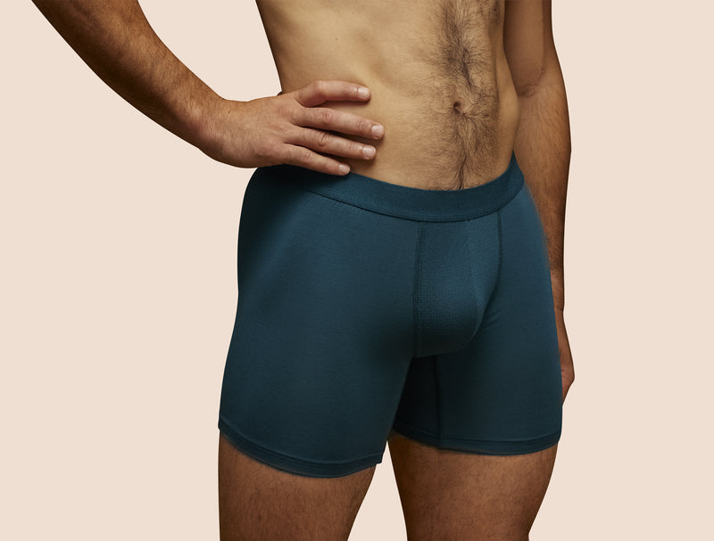 Pétrone boxer sport long tencel bleu pétrole homme