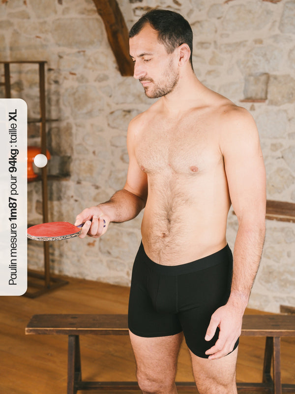 Pétrone boxer sport long tencel noir homme
