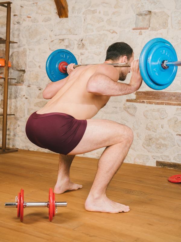 Pétrone boxer sport long tencel bordeaux foncé homme