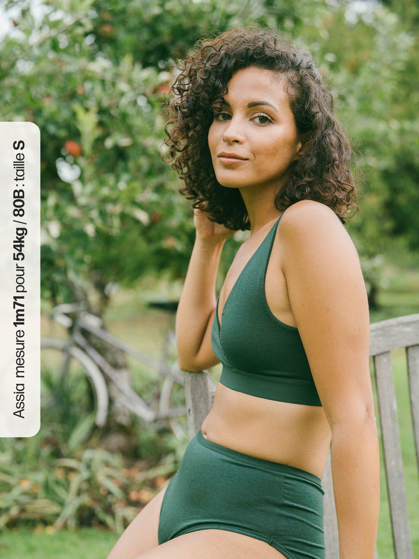 Pétrone brassière croisée vert bouteille femme